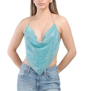 HOUSE OF HARLOW 1960 Rhinestone Scarf Halter Top